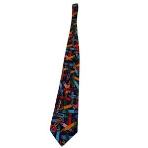 Teacher Crayola crayon Silk Polyester tie pre-owned
